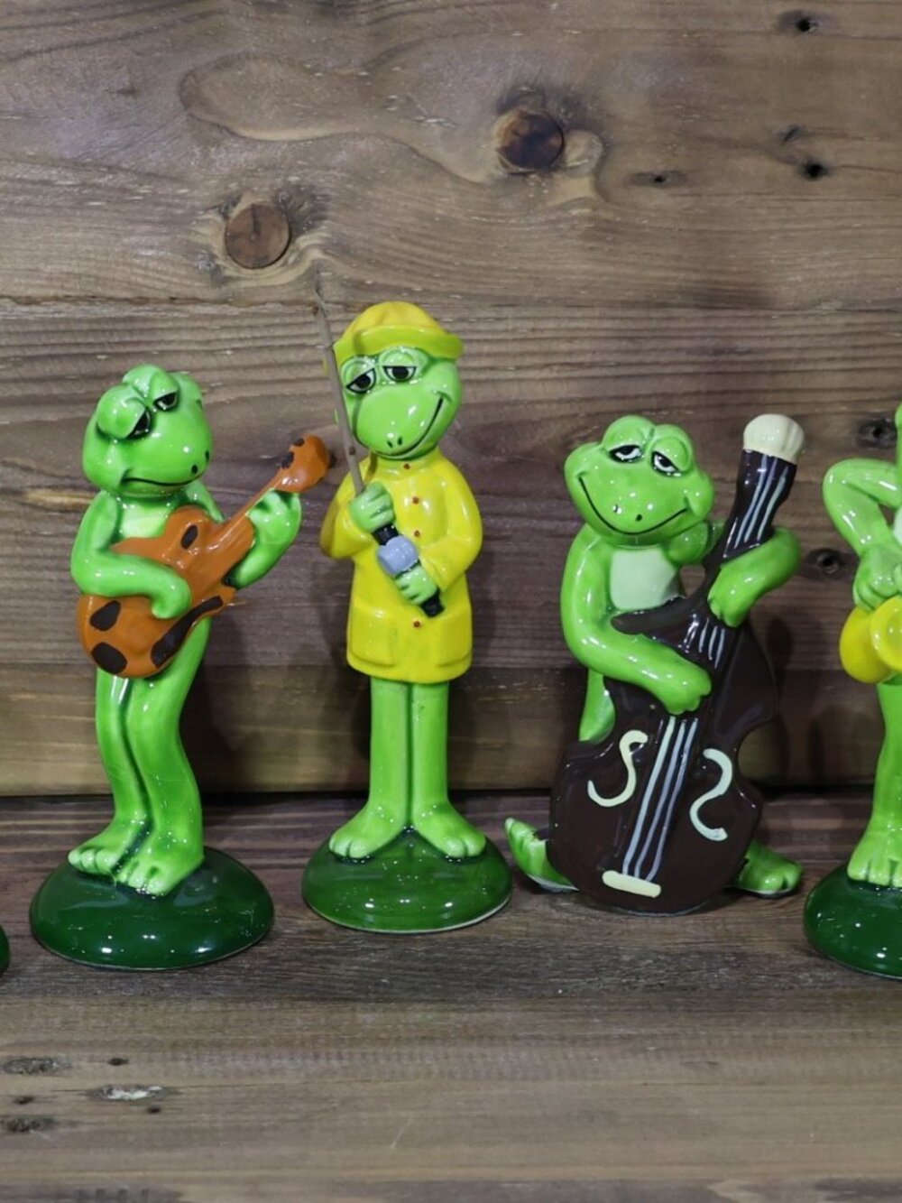 Vintage Rare Seven Corporation Frog 5 Piece Set Pottery Ceramic Figurine No Box - Picture 3 of 9